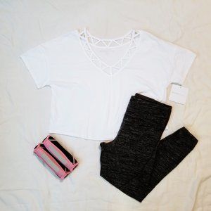 Beyond Yoga White Lattice Cage Crop Top︱Size S